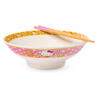 Hello Kitty Ceramic Noodle Bowl and Chopstick Set (Golden Flowers)