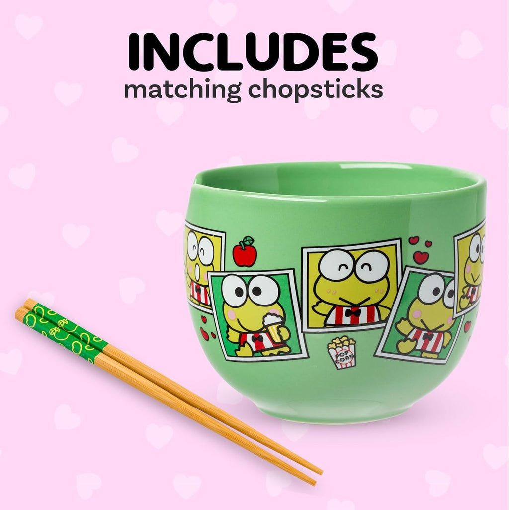 Keroppi Ceramic Ramen Bowl and Chopstick Set, Snap Shots