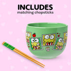 Keroppi Ceramic Ramen Bowl and Chopstick Set, Snap Shots