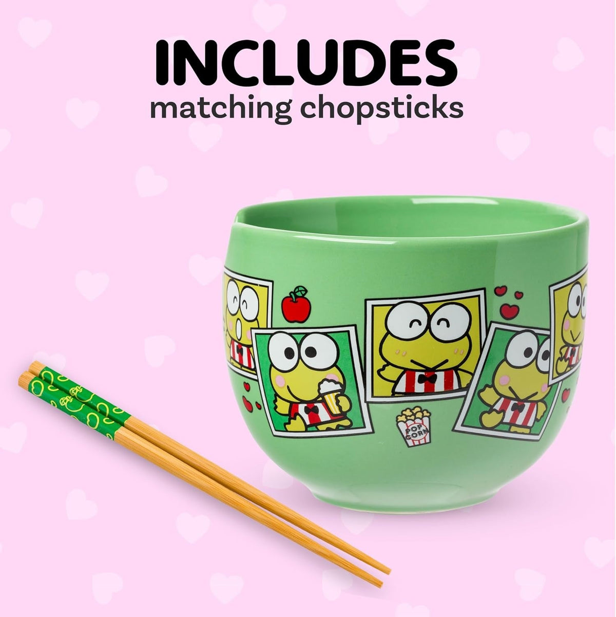 Keroppi Ceramic Ramen Bowl and Chopstick Set, Snap Shots