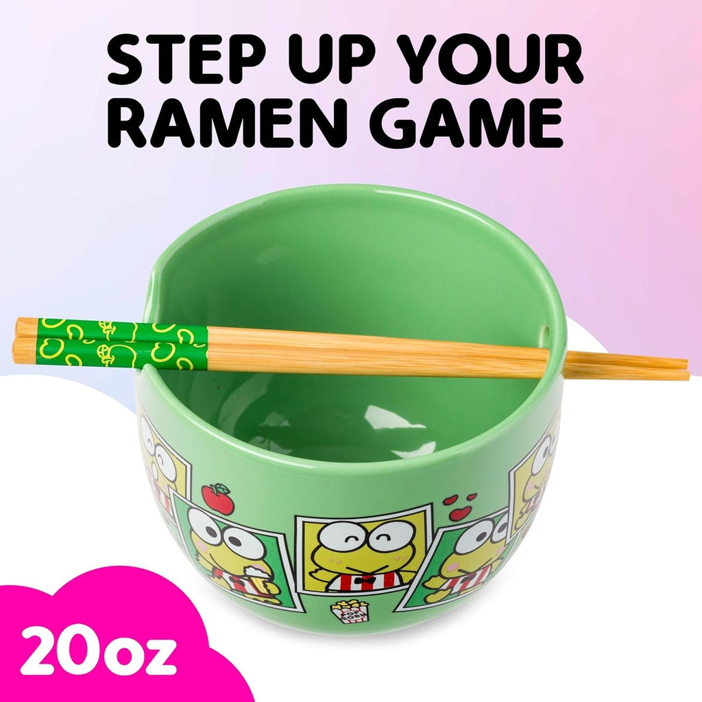 Keroppi Ceramic Ramen Bowl and Chopstick Set, Snap Shots