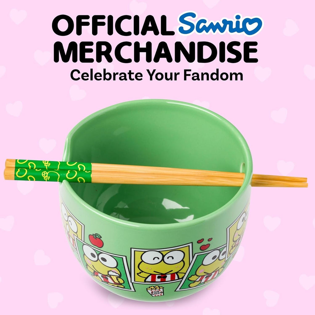 Keroppi Ceramic Ramen Bowl and Chopstick Set, Snap Shots