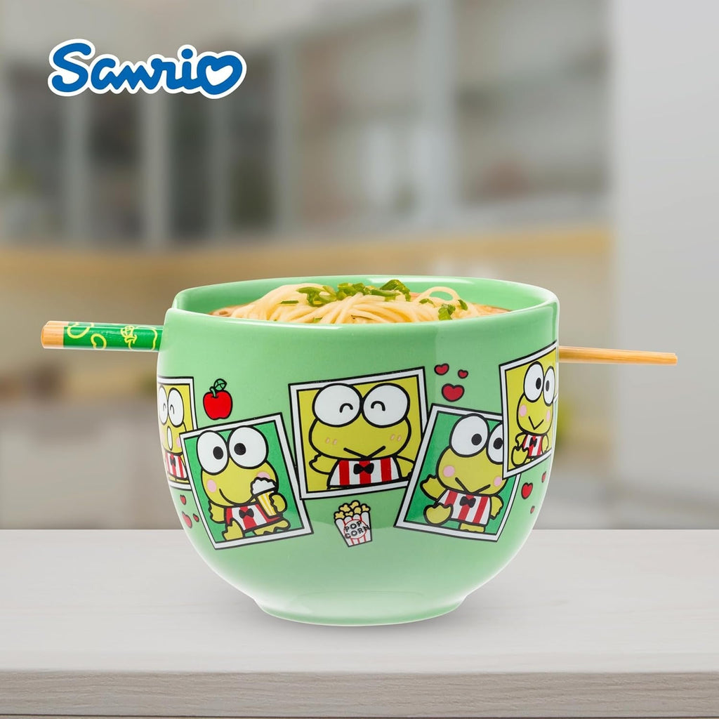 Keroppi Ceramic Ramen Bowl and Chopstick Set, Snap Shots