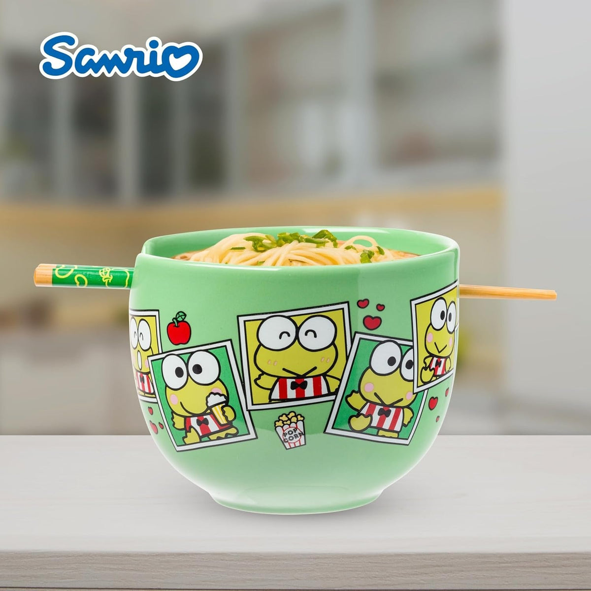 Keroppi Ceramic Ramen Bowl and Chopstick Set, Snap Shots