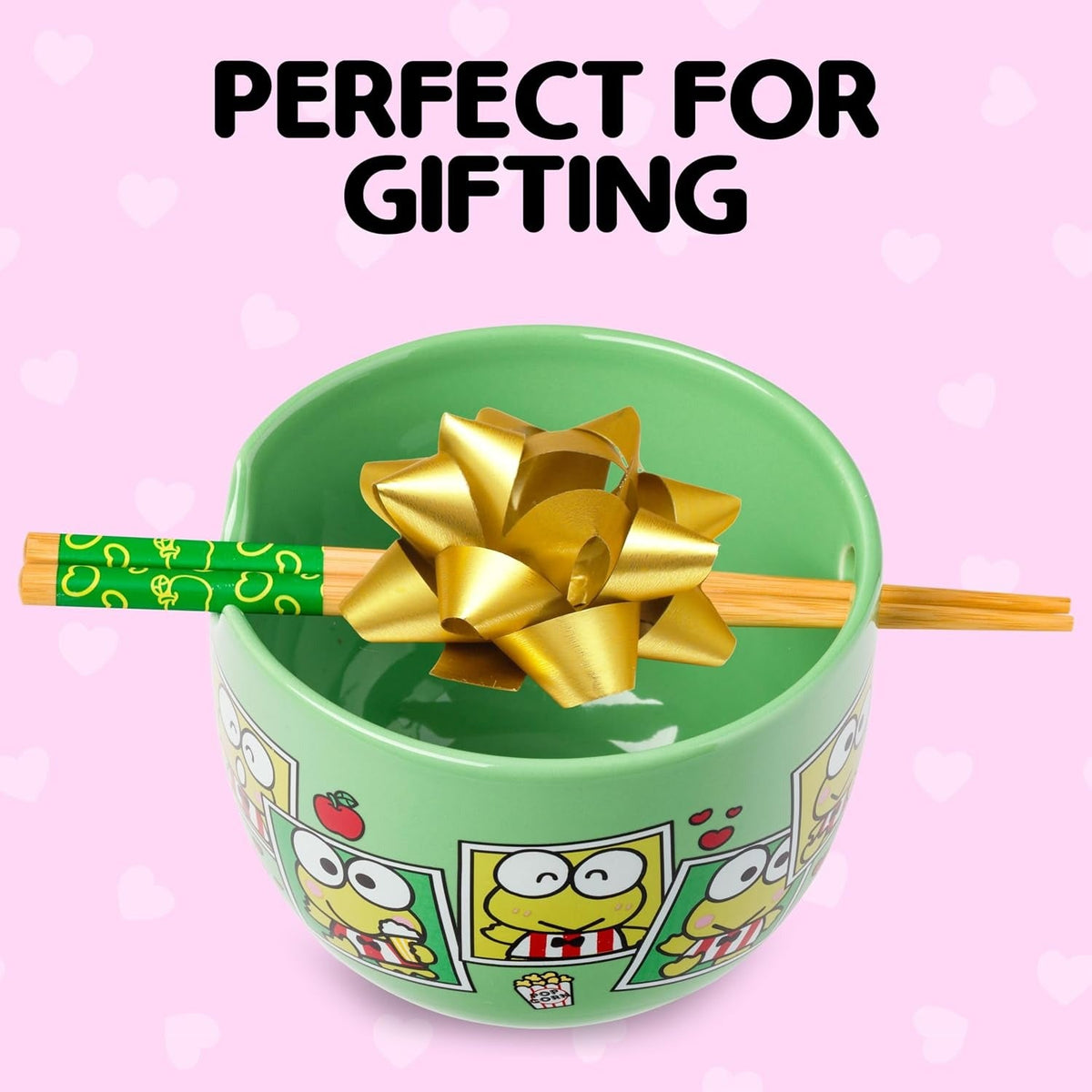 Keroppi Ceramic Ramen Bowl and Chopstick Set, Snap Shots