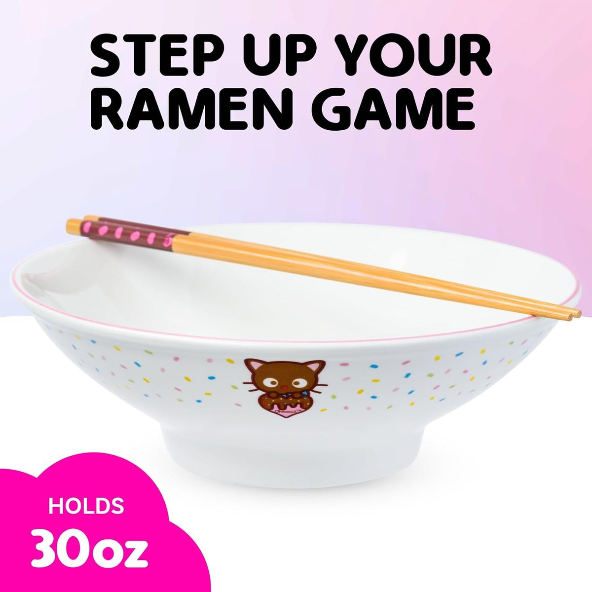 Chococat Ceramic Noodle Bowl and Chopstick Set, Sprinkles