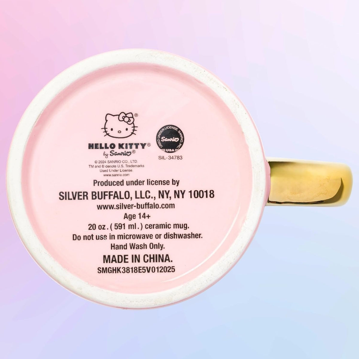 Hello Kitty Sculpted Bow Ceramic Mug, Pink and Gold