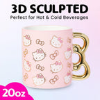 Hello Kitty Sculpted Bow Ceramic Mug, Pink and Gold