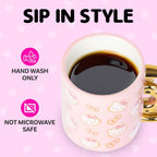 Hello Kitty Sculpted Bow Ceramic Mug, Pink and Gold