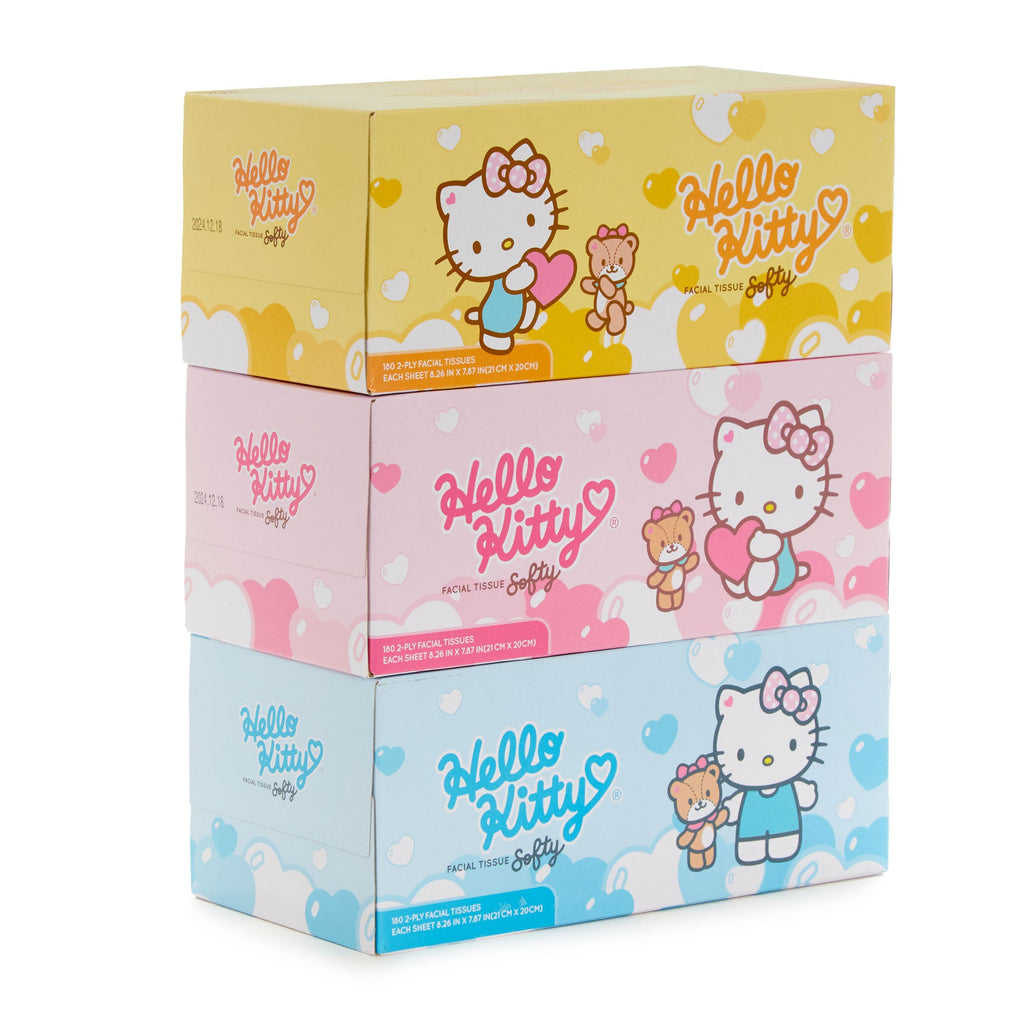 Hello Kitty Softly Facial 2 Ply Tissue Boxes, Pack Of 3