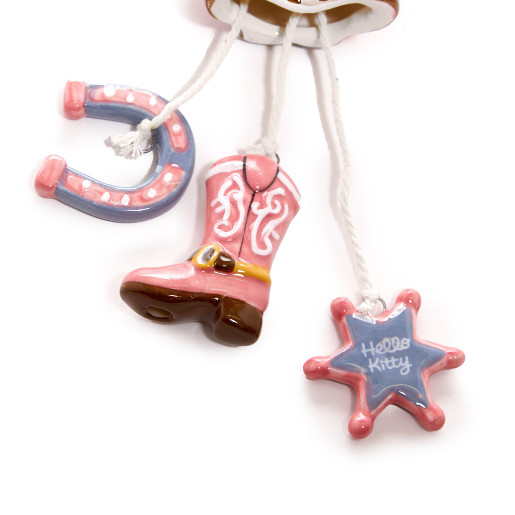 Hello Kitty Cowgirl Hand-Painted Ceramic Wind Chime