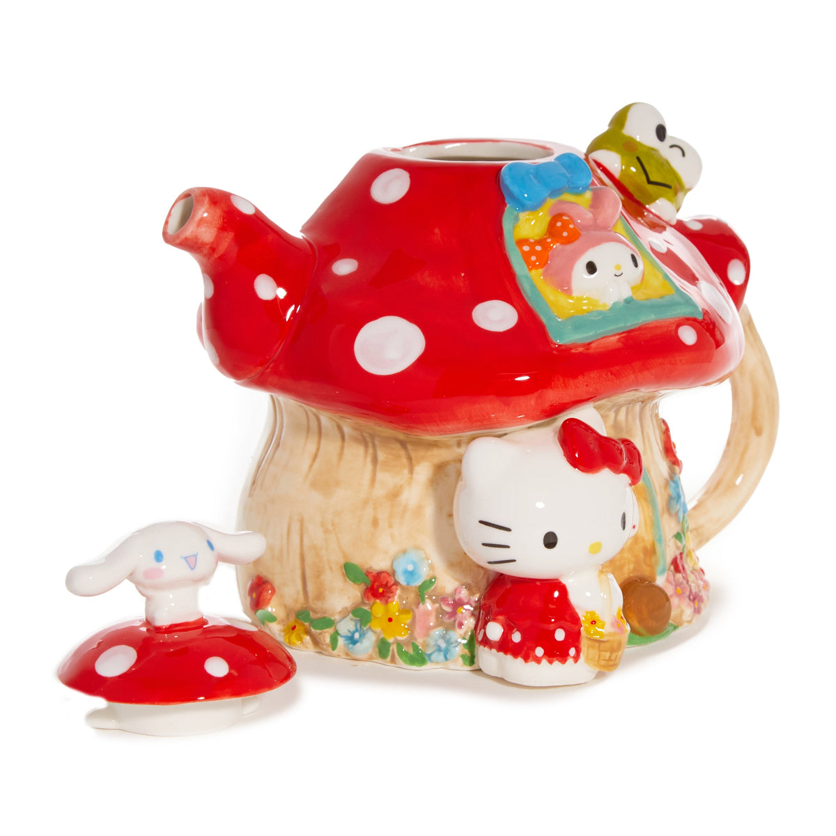 Hello Kitty and Friends Hand-Painted Mushroom Ceramic Teapot