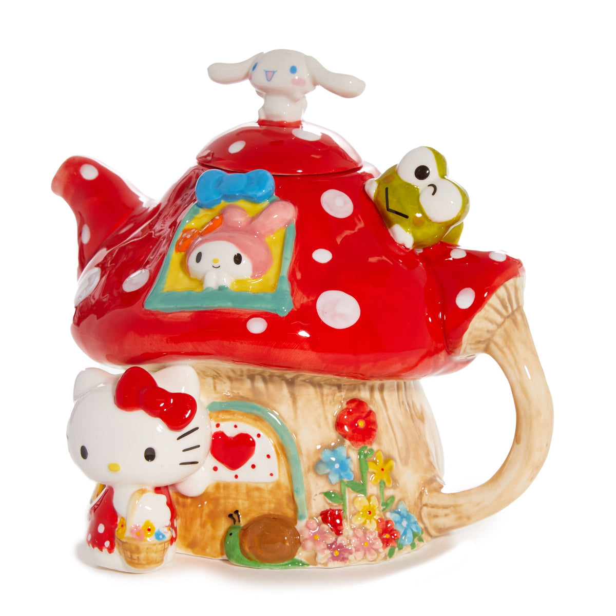 Hello Kitty and Friends Hand-Painted Mushroom Ceramic Teapot