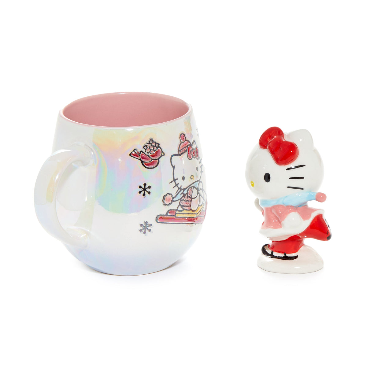 Hello Kitty Holiday Ski Hand-Painted Ceramic Mug and Figurine Set