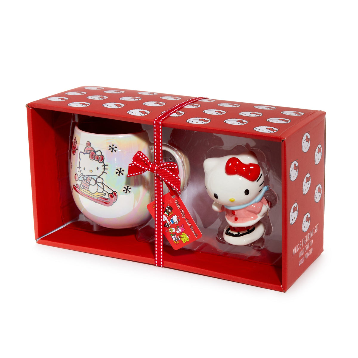 Hello Kitty Holiday Ski Hand-Painted Ceramic Mug and Figurine Set