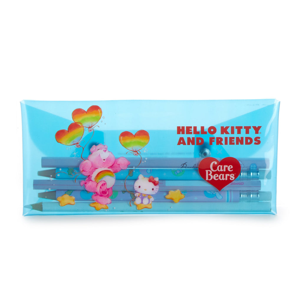 Hello Kitty x Care Bears Translucent Blue Snap Pencil Case