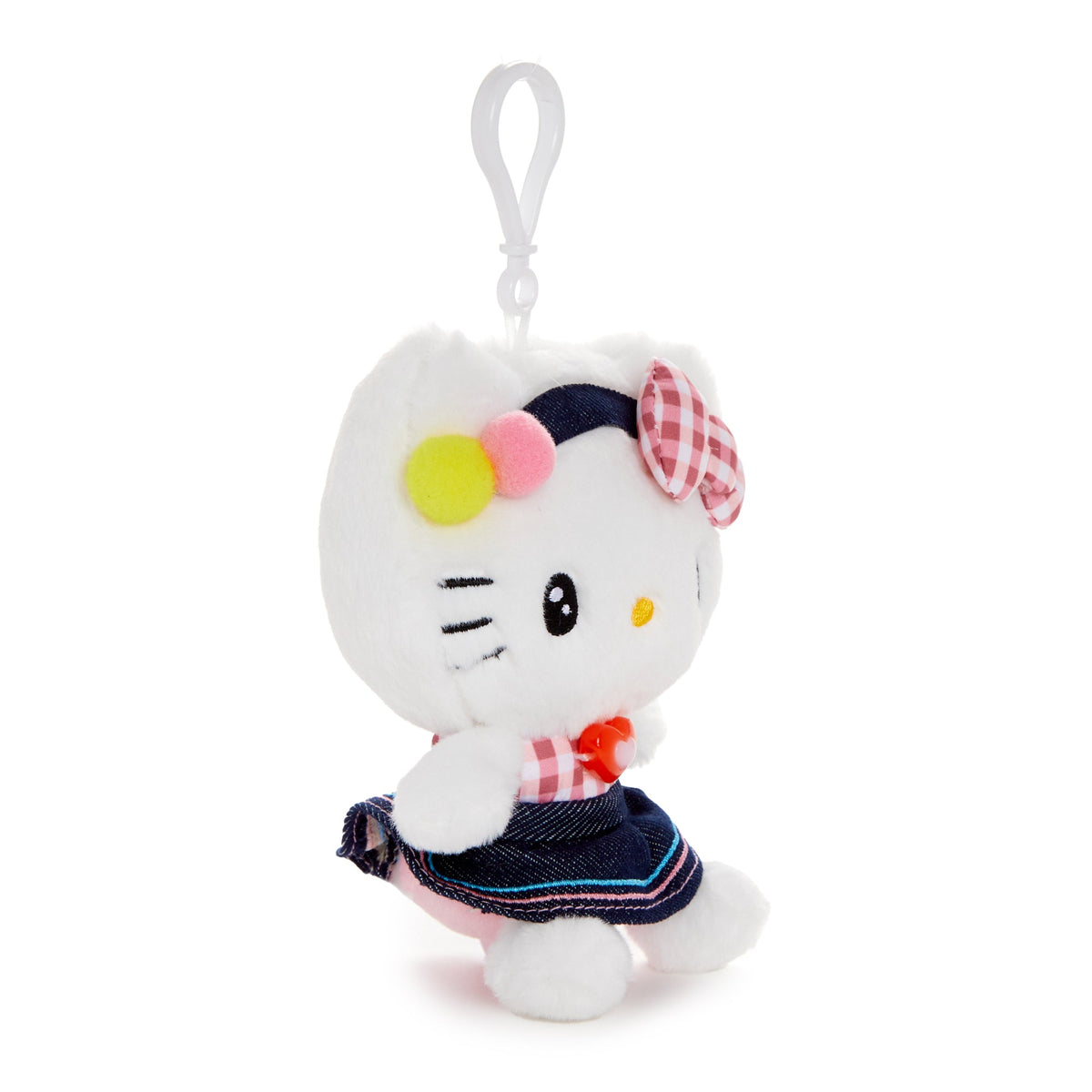 Hello Kitty Retro Denim Plush Mascot Clip