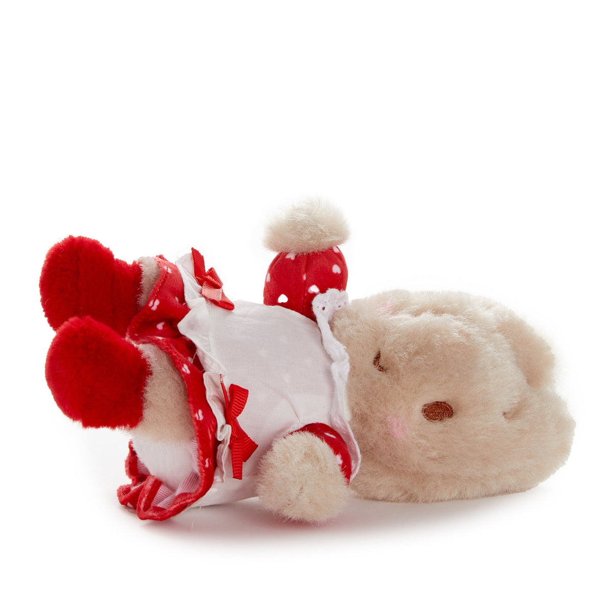 Marroncream Retro Plush Mascot Clip With Red Bows