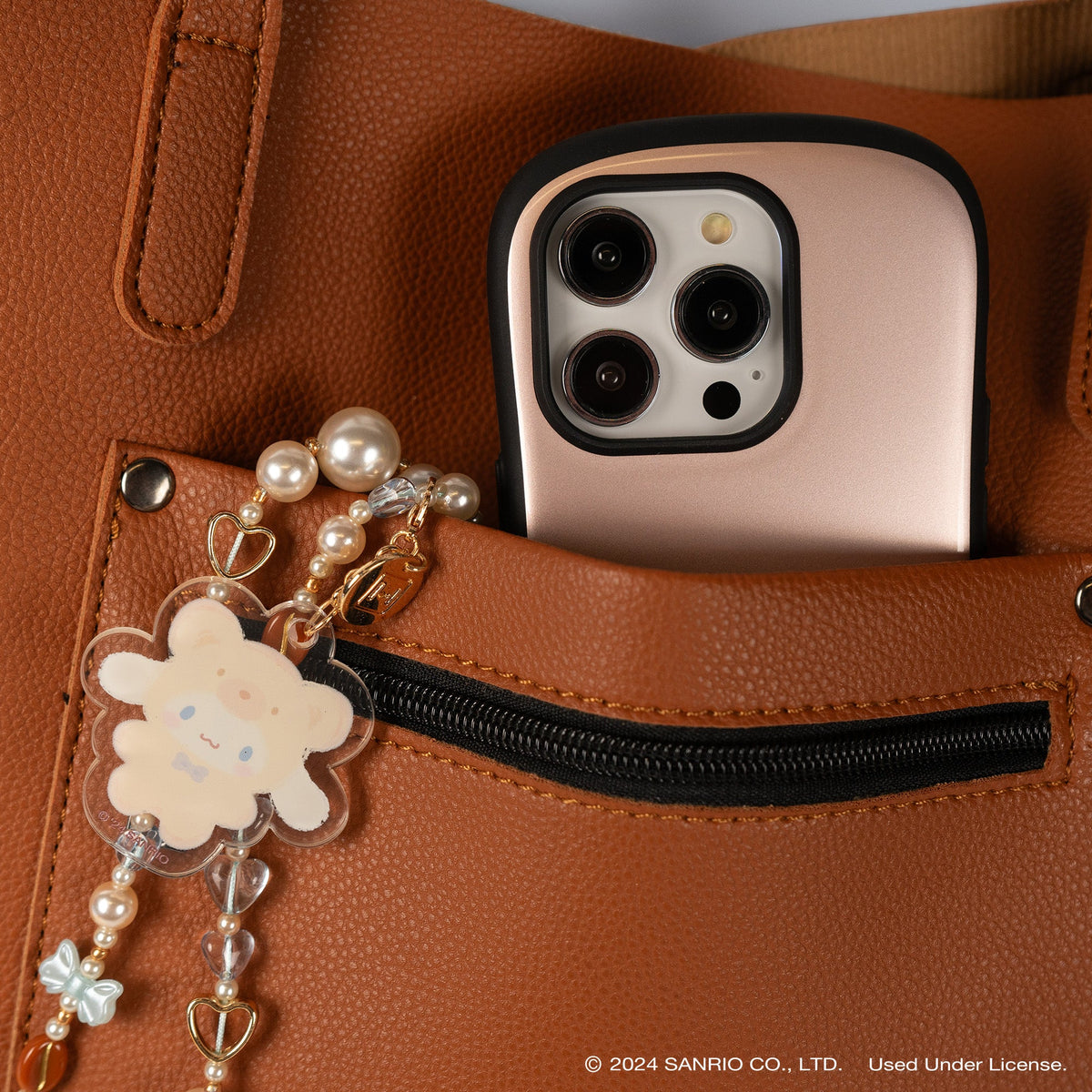 Cinnamoroll Latte Bear Beaded Phone Charm Wrist Lanyard