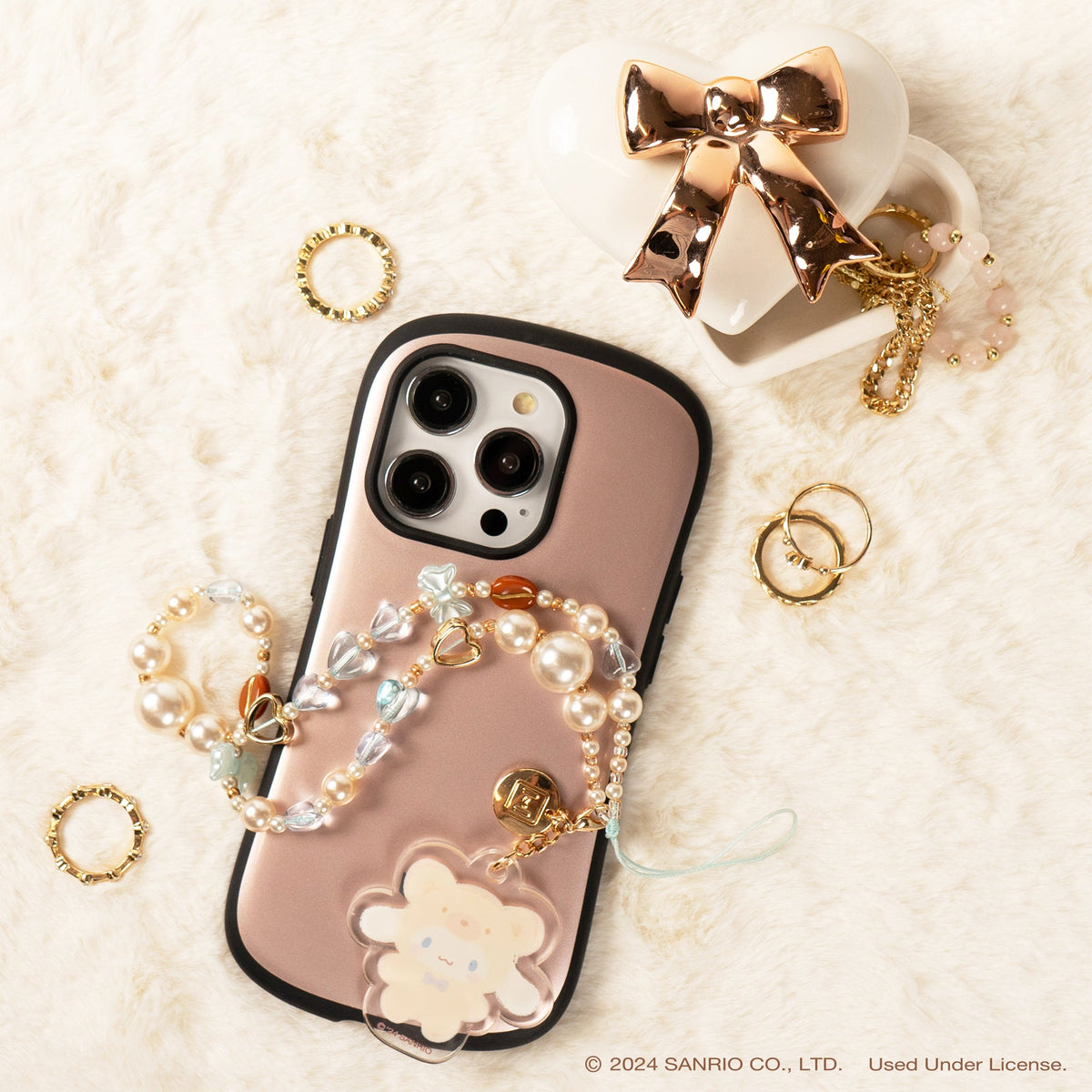 Cinnamoroll Latte Bear Beaded Phone Charm Wrist Lanyard