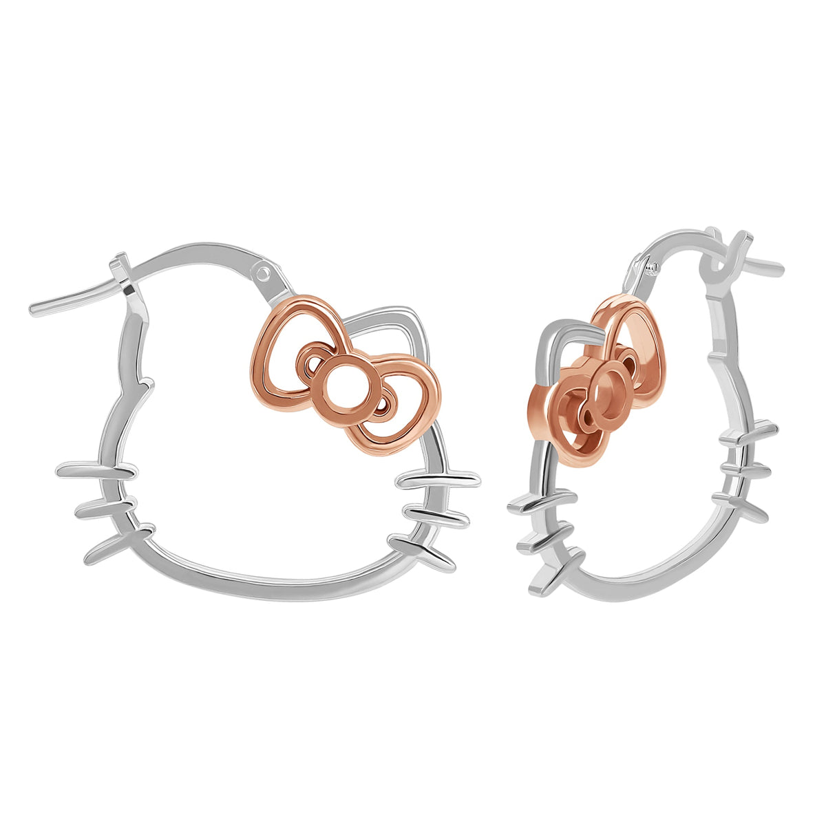 Hello Kitty Bow Sterling Silver Hoop Earrings
