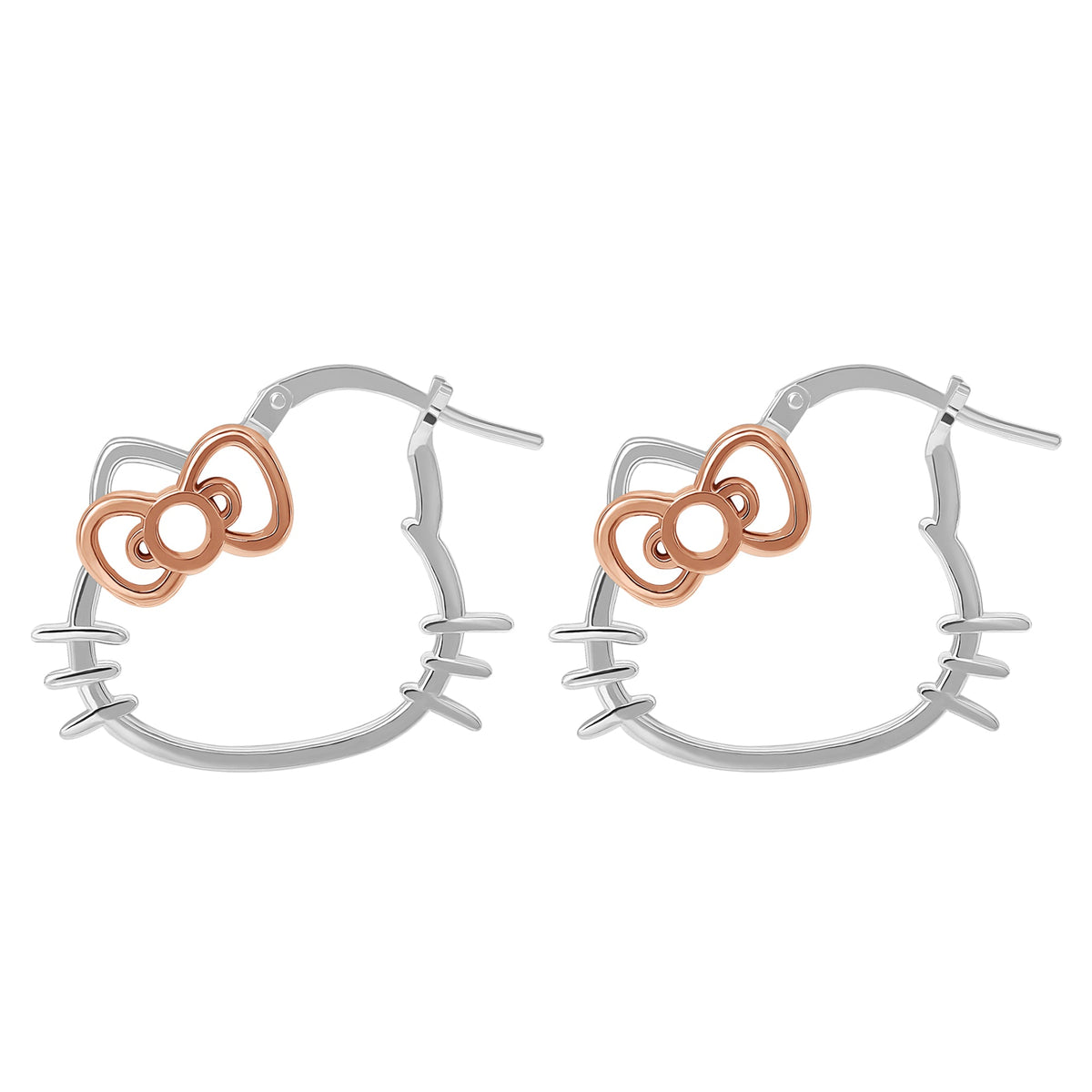 Hello Kitty Bow Sterling Silver Hoop Earrings