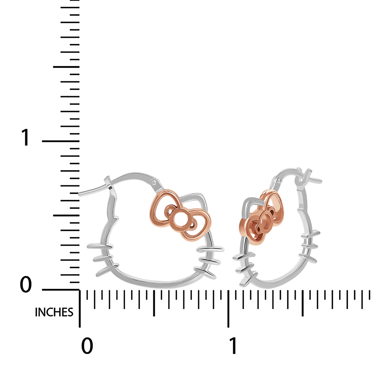 Hello Kitty Bow Sterling Silver Hoop Earrings
