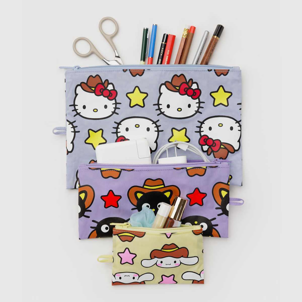 Hello Kitty and Friends Baggu Western 3 Piece Flat Pouch Set