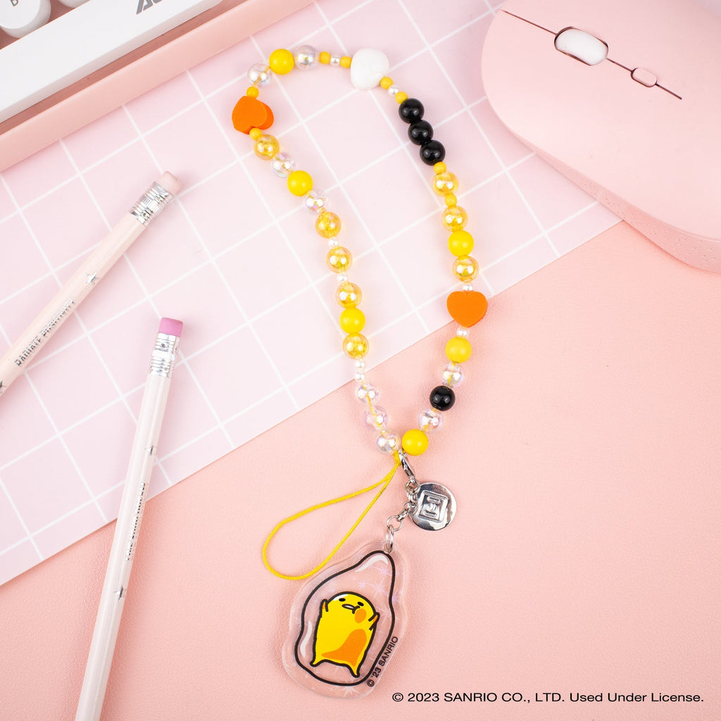 Gudetama Beaded Phone Charm Wrist Lanyard Strap