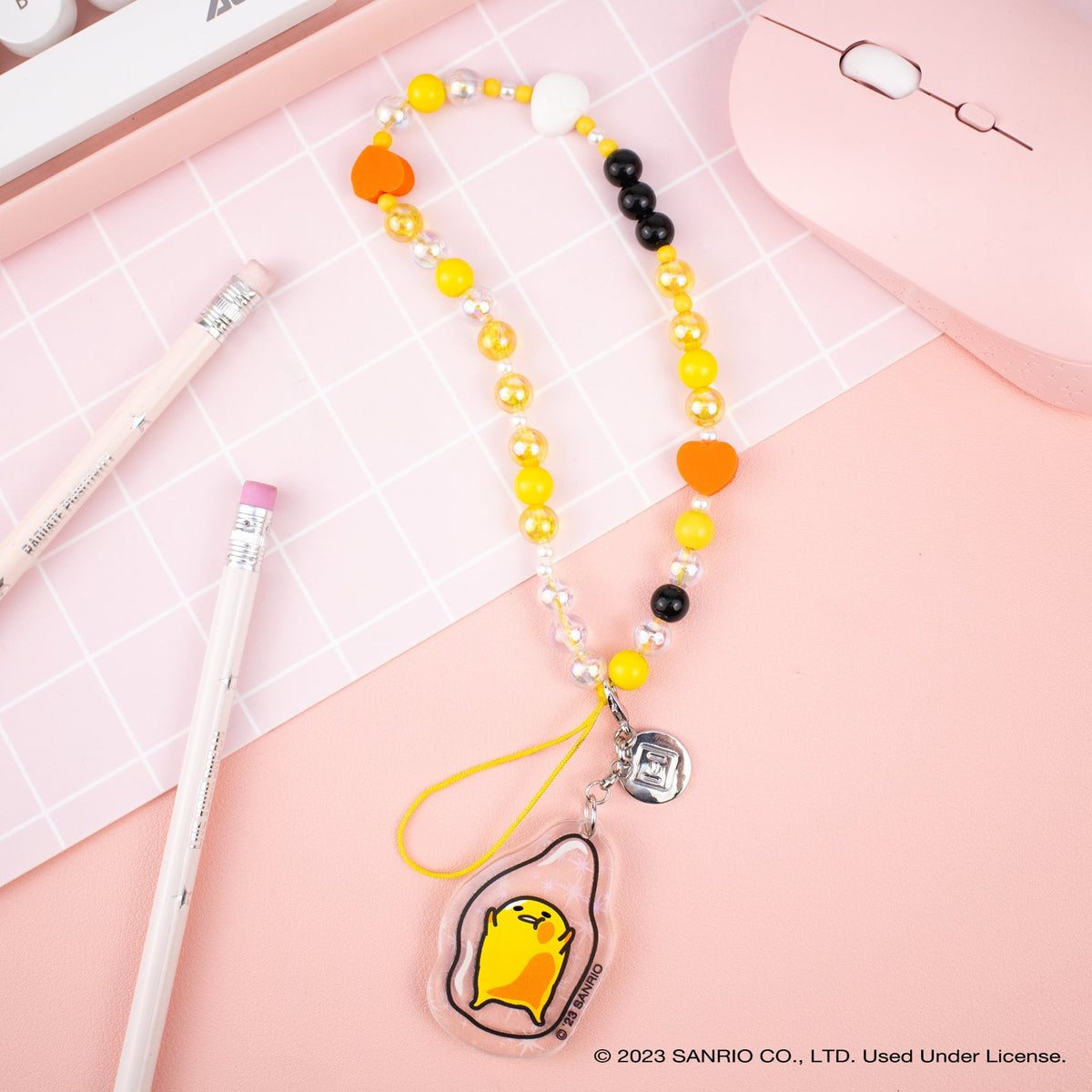 Gudetama Beaded Phone Charm Wrist Lanyard Strap
