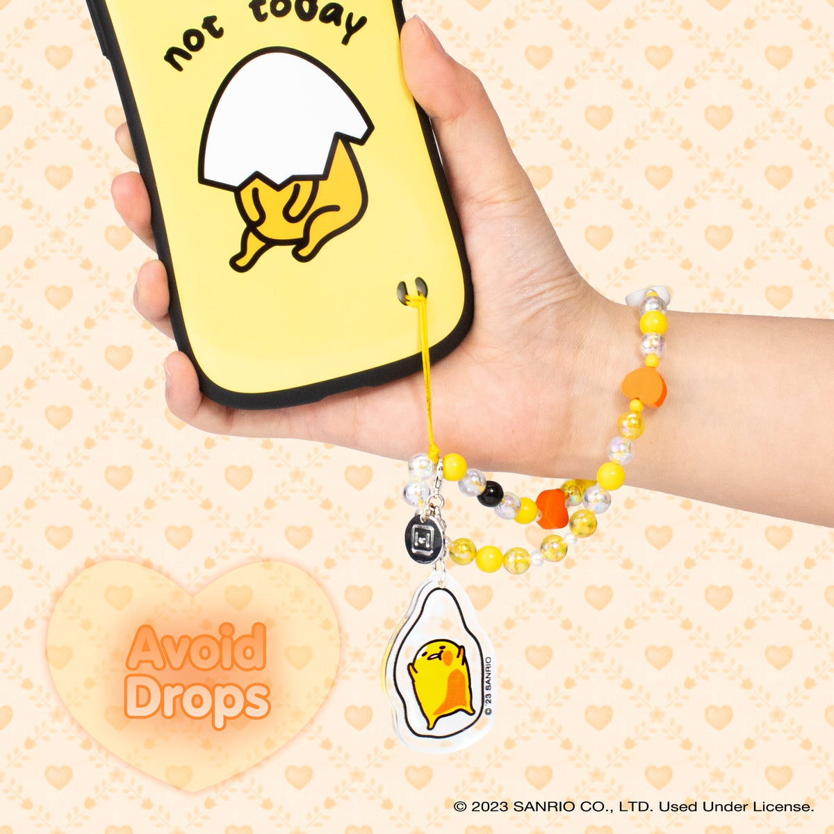Gudetama Beaded Phone Charm Wrist Lanyard Strap