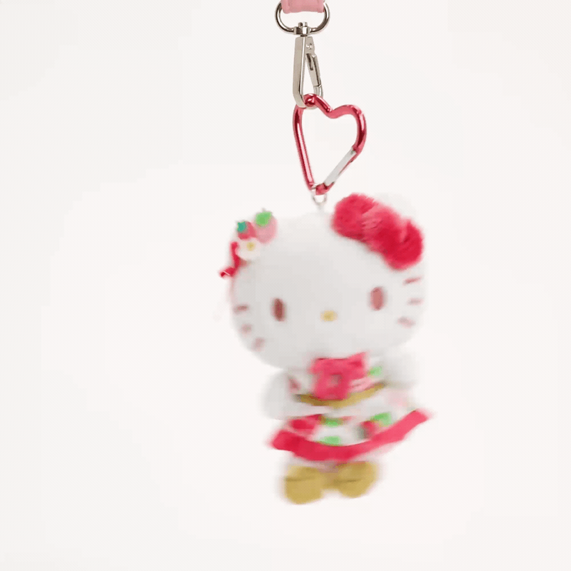 Hello Kitty Plush Mascot Keychain, Strawberry News 50th Anniversary