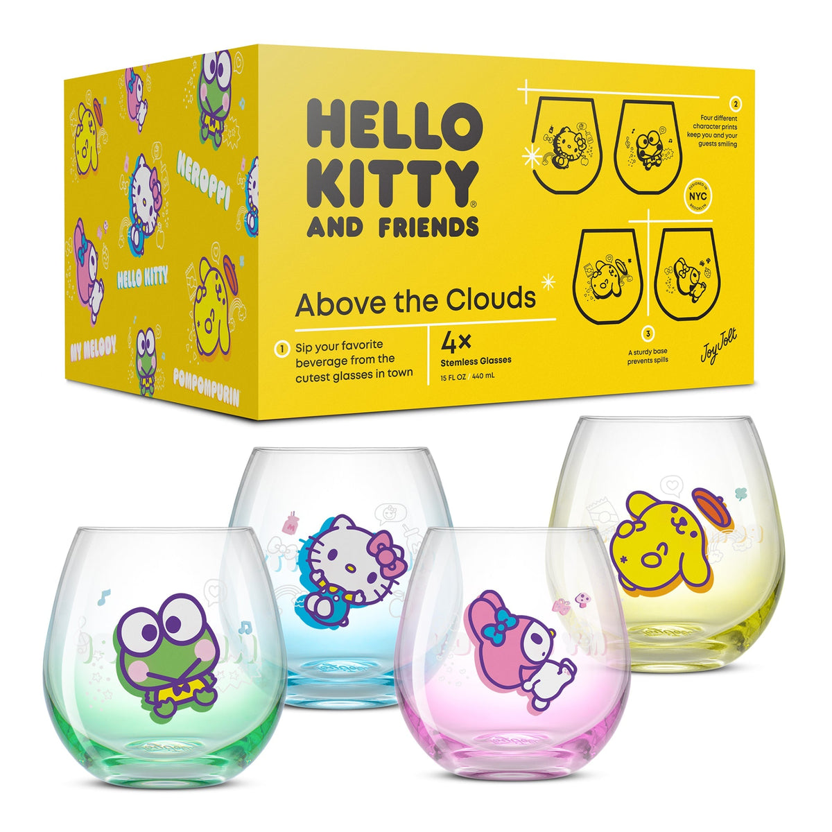 Hello Kitty and Friends Above the Clouds Stemless Glasses Set of 4