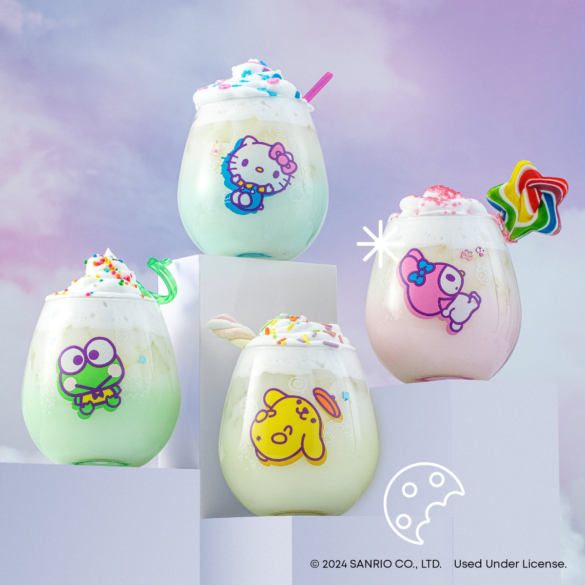 Hello Kitty and Friends Above the Clouds Stemless Glasses Set of 4