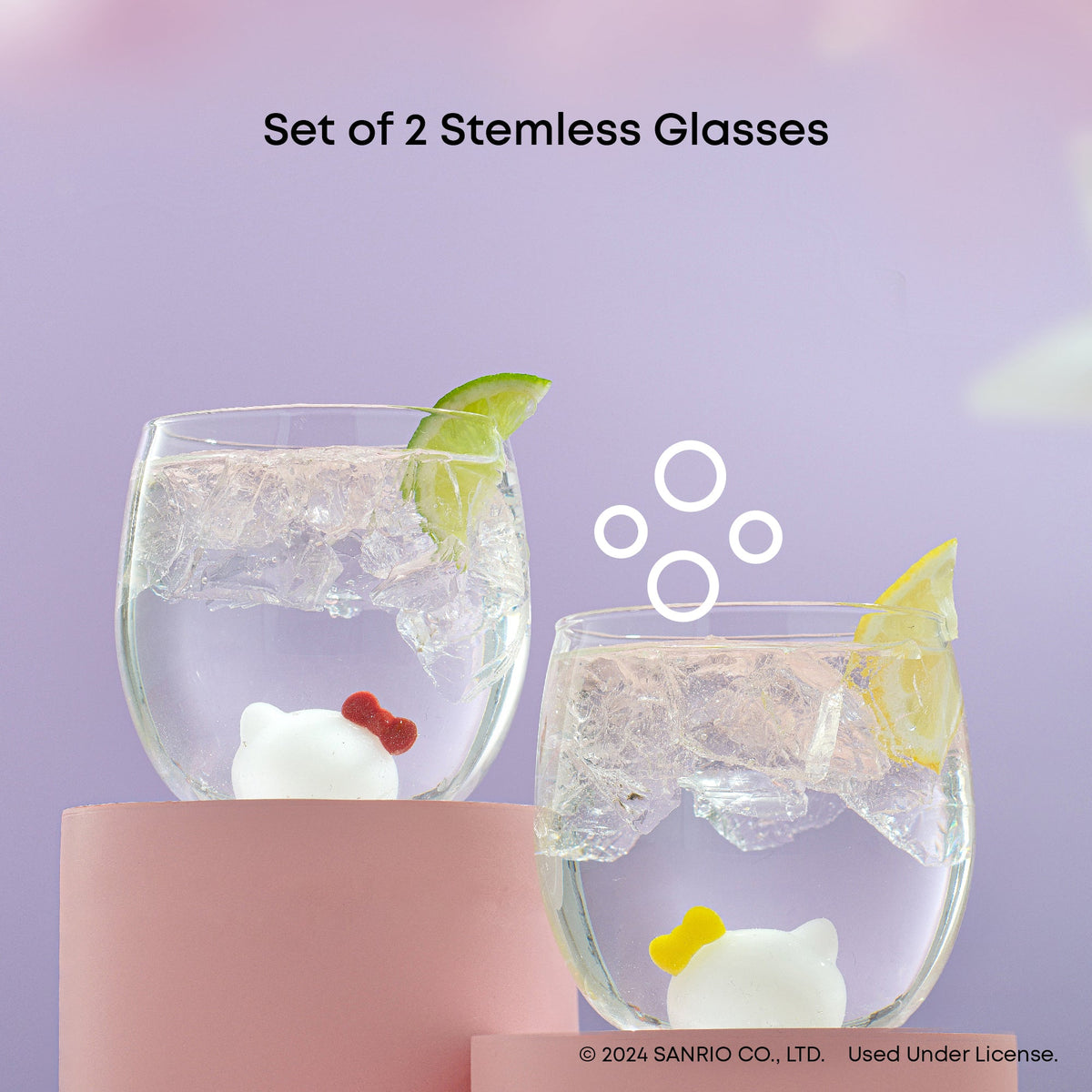 Hello Kitty and Mimmy 3D Icon Short Glasses Set of 2
