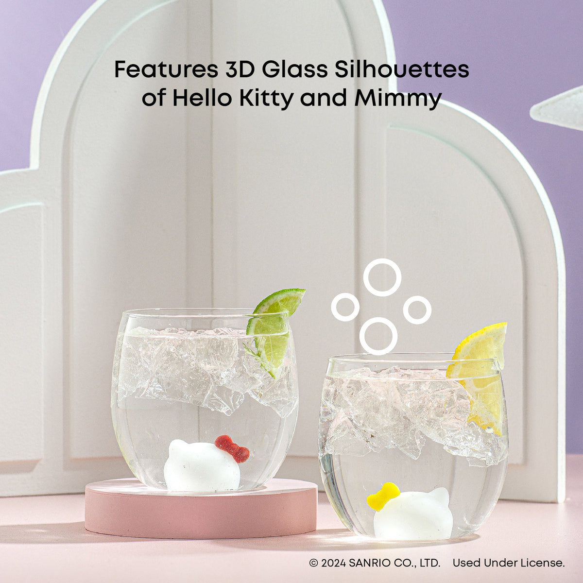 Hello Kitty and Mimmy 3D Icon Short Glasses Set of 2