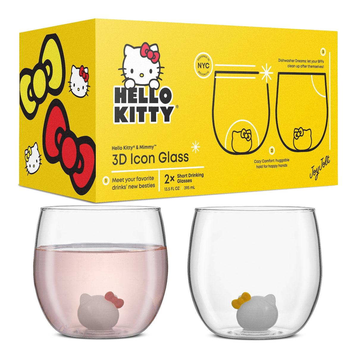 Hello Kitty and Mimmy 3D Icon Short Glasses Set of 2