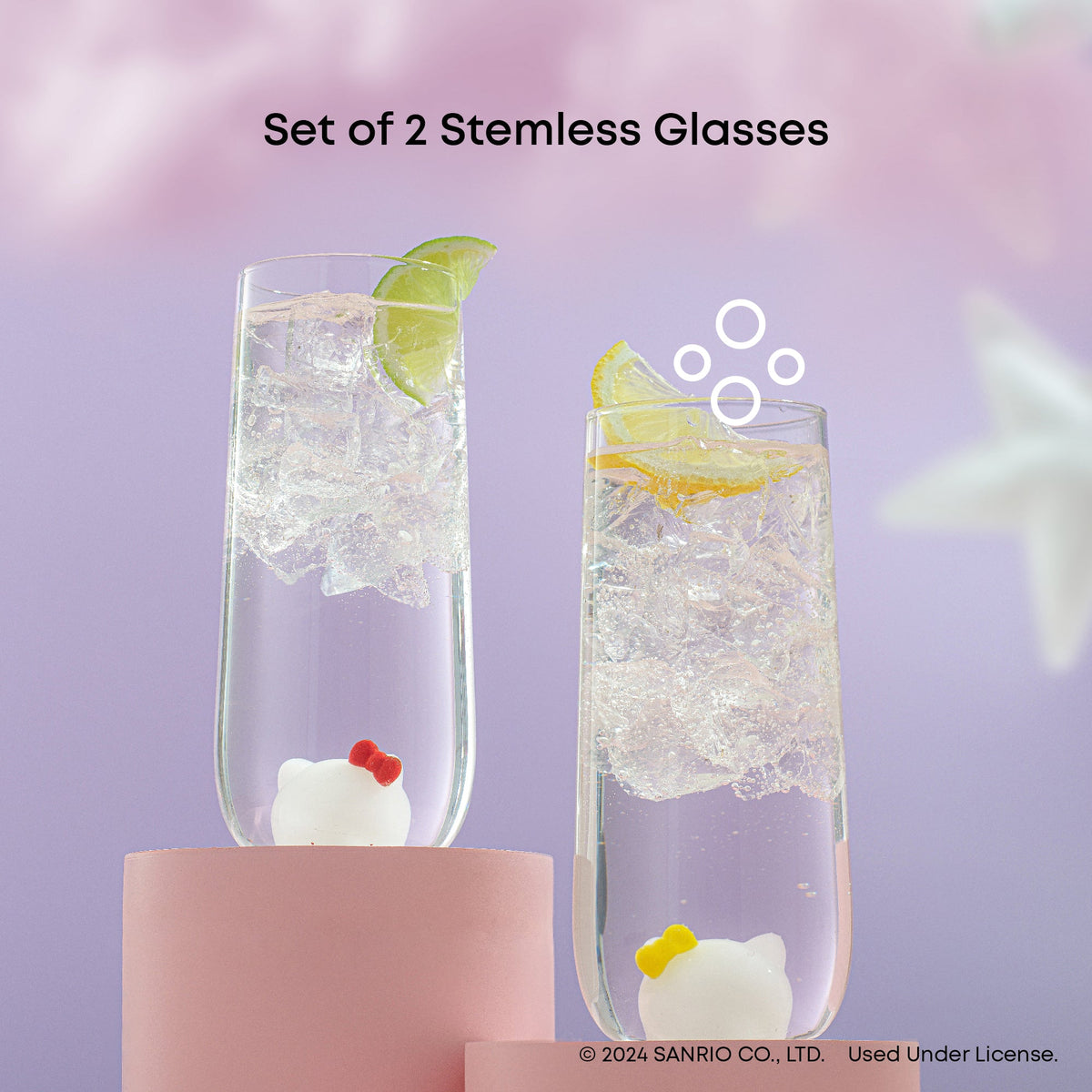 Hello Kitty and Mimmy 3D Icon Tall Glasses Set of 2