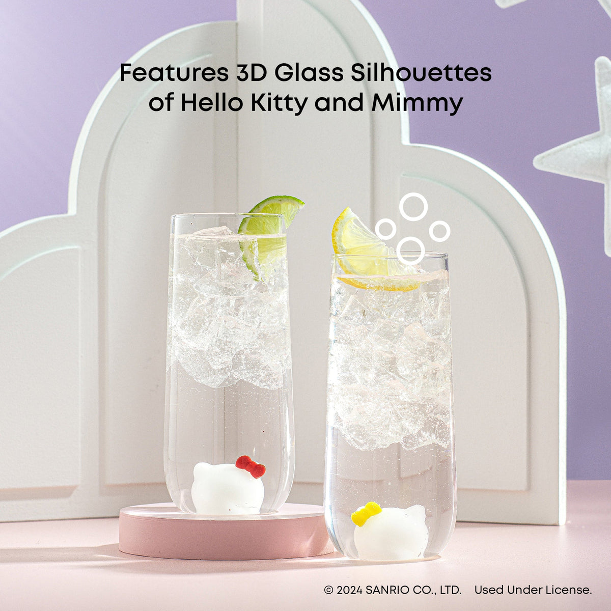 Hello Kitty and Mimmy 3D Icon Tall Glasses Set of 2