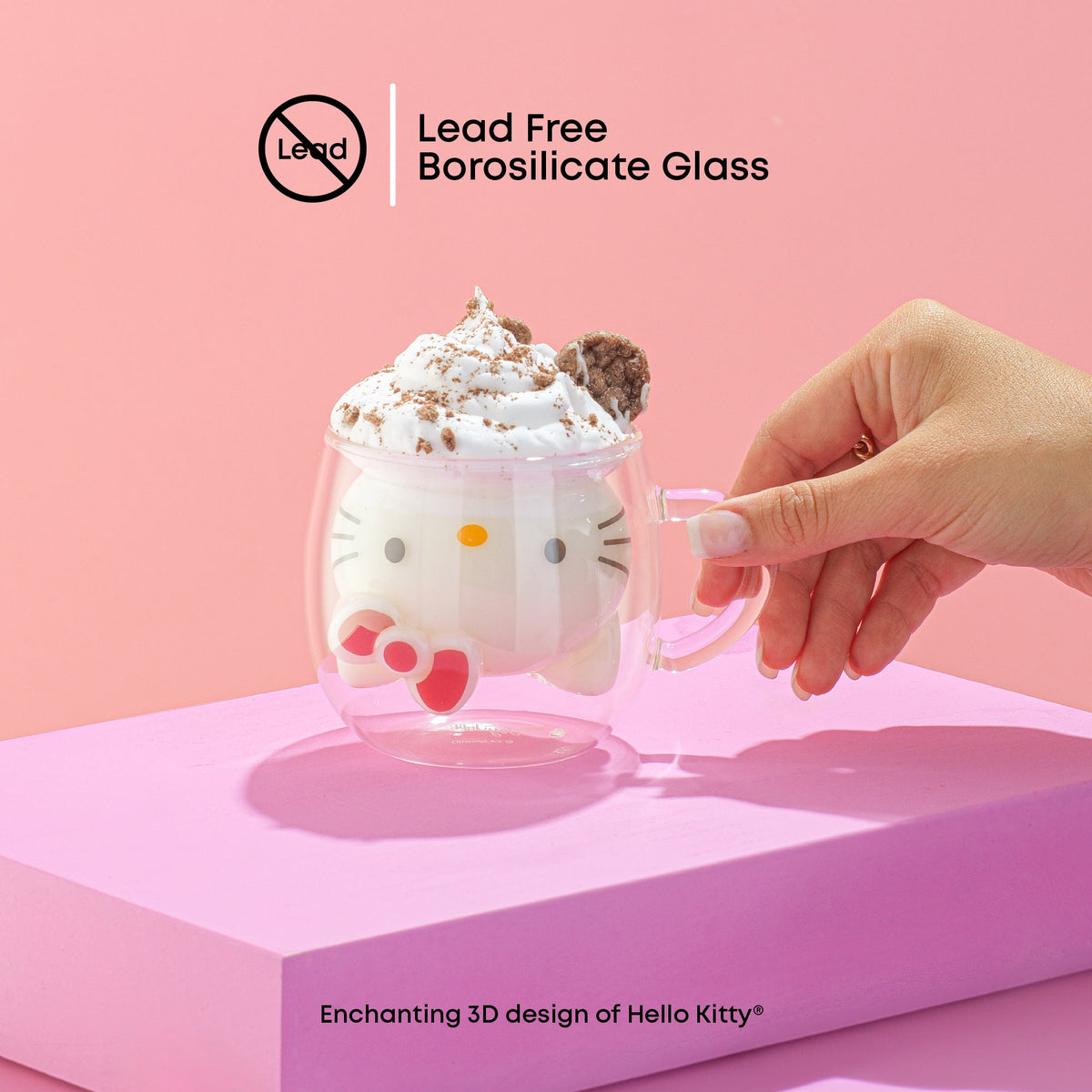 Hello Kitty 3D Double Wall Espresso Glass, 5.5 Oz