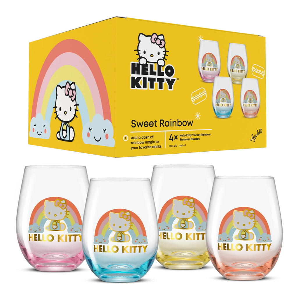 Hello Kitty Sweet Rainbow Stemless Glasses Set of 4