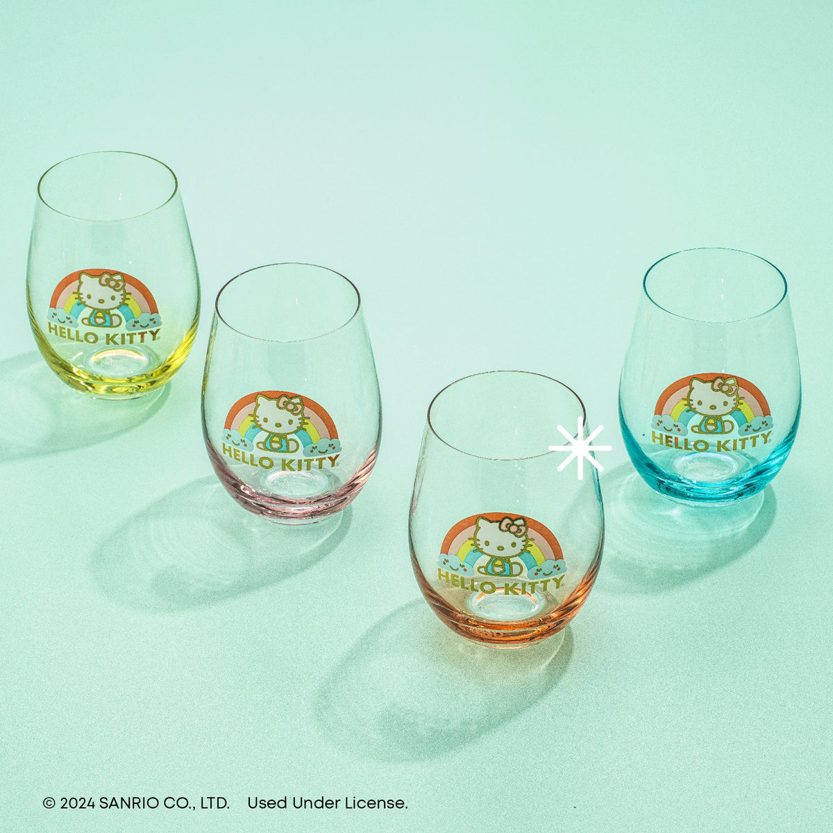 Hello Kitty Sweet Rainbow Stemless Glasses Set of 4