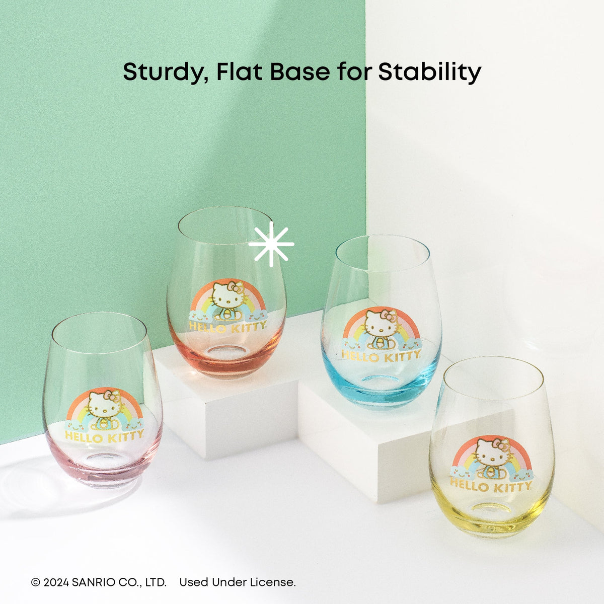 Hello Kitty Sweet Rainbow Stemless Glasses Set of 4