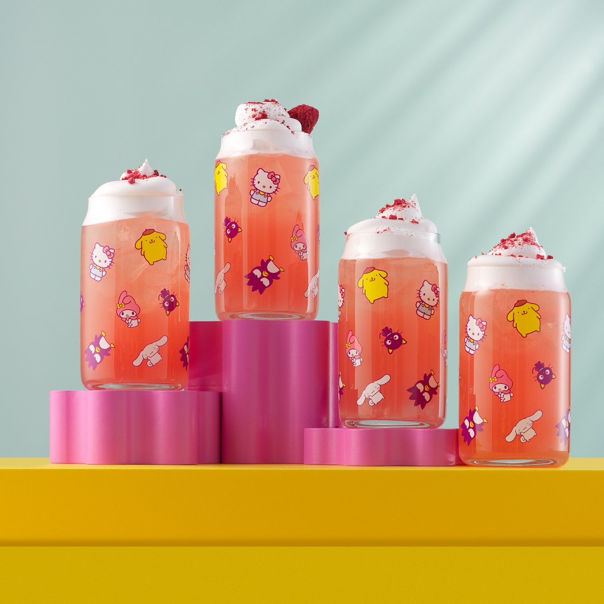 Hello Kitty and Friends Daydream Can Tumbler Glasses, Set of 4 by JoyJolt