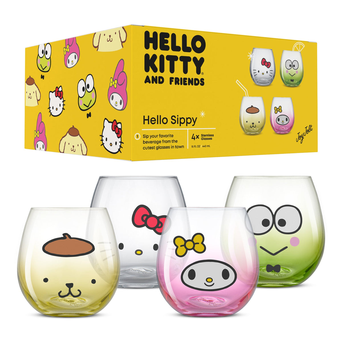 Hello Kitty and Friends Hello Sippy Stemless Glasses Set of 4