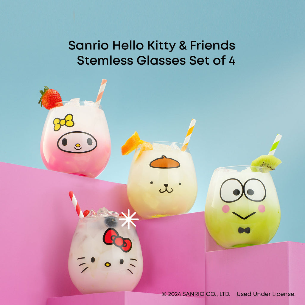 Hello Kitty and Friends Hello Sippy Stemless Glasses Set of 4