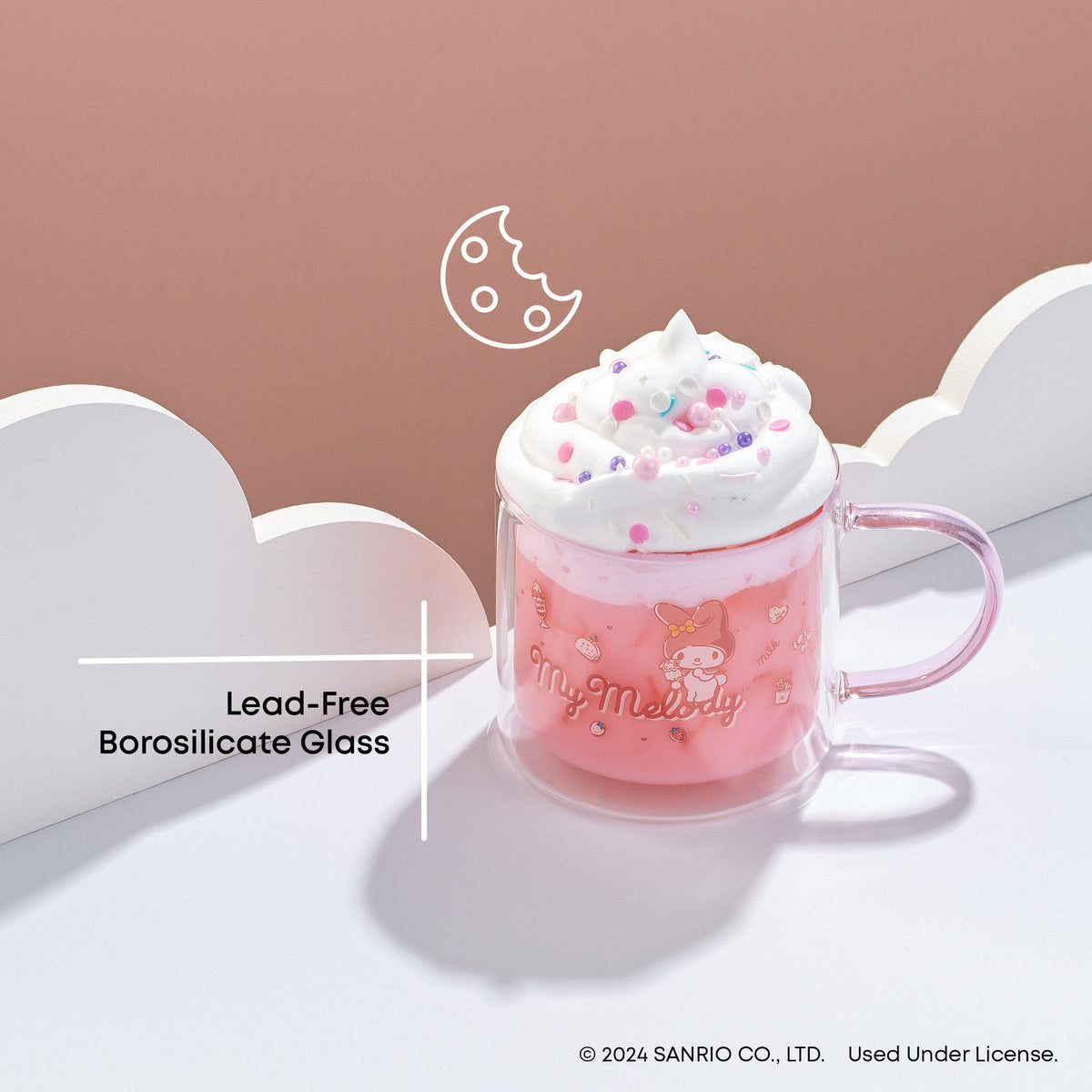 My Melody Double Wall Glass Coffee Mug, 13.5 Oz by JoyJolt