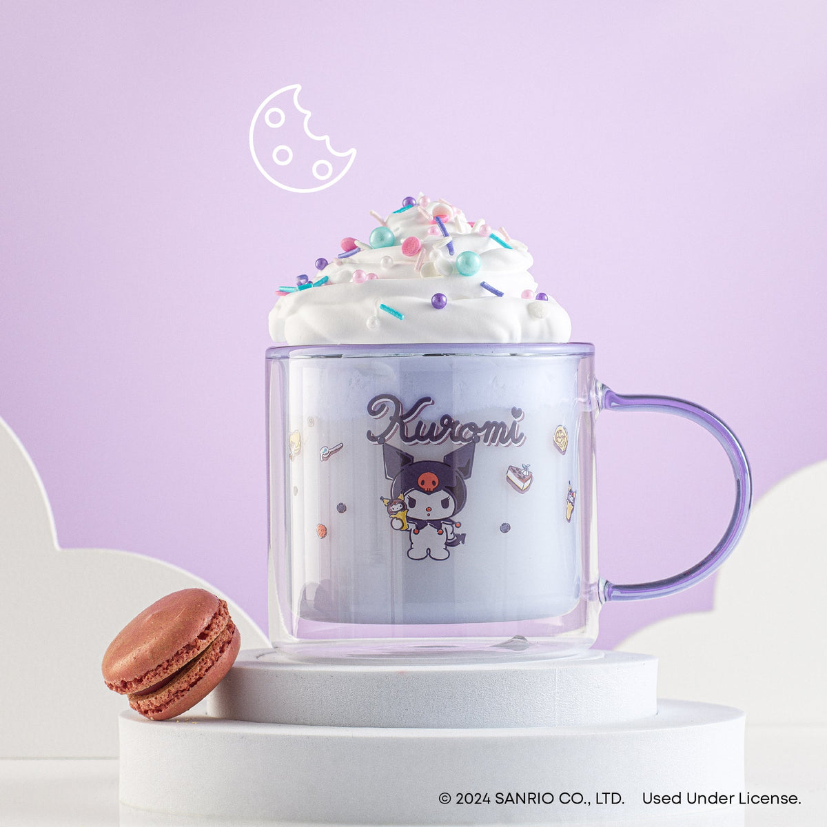Kuromi Double Wall Glass Coffee Mug, 13.5 Oz by JoyJolt
