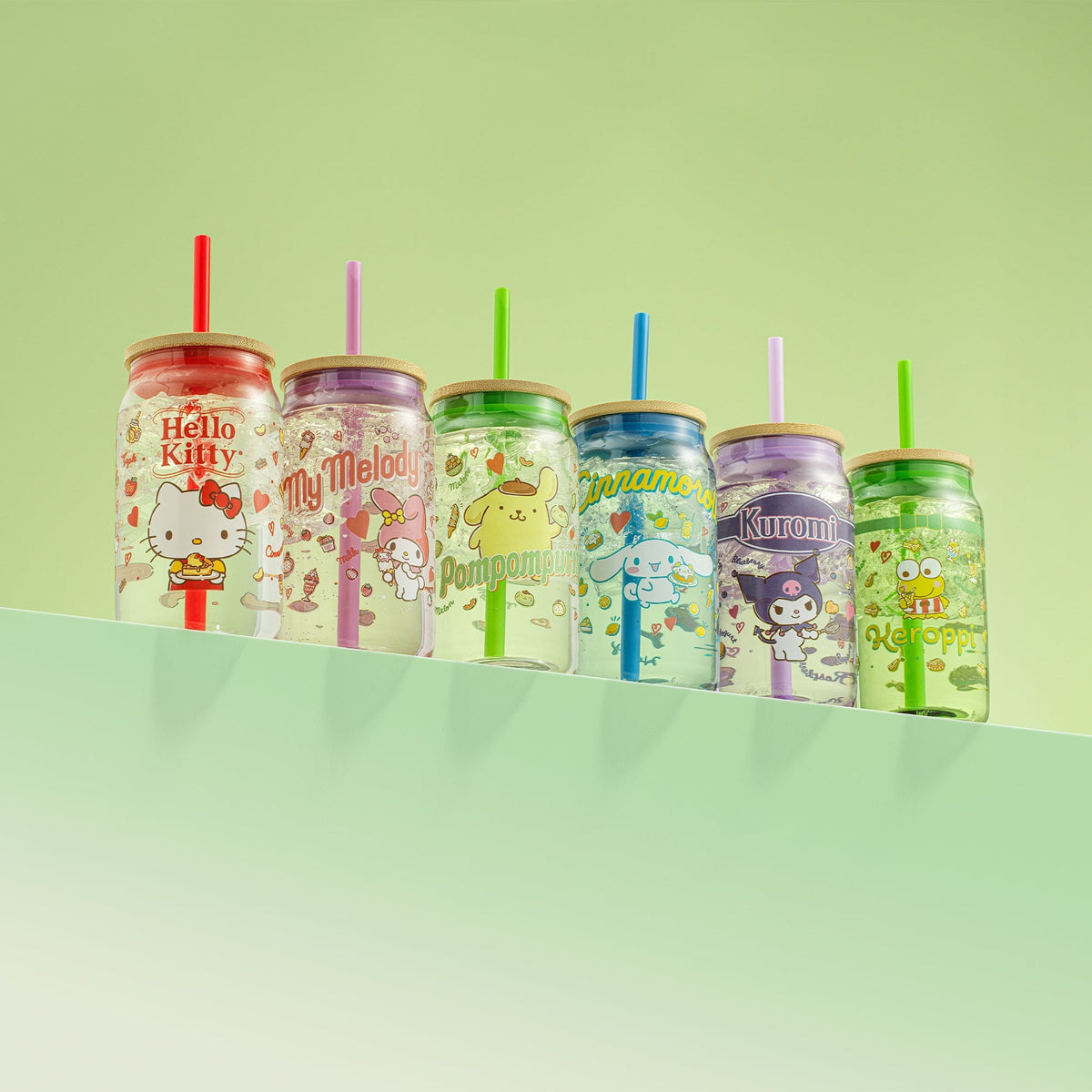 Hello Kitty Lidded Glass Tumbler with Reusable Straw