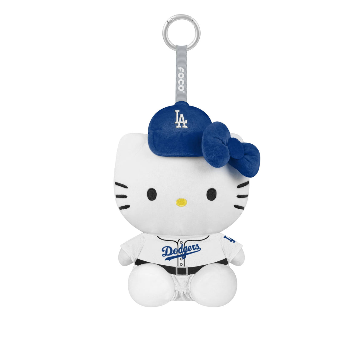 Hello Kitty Los Angeles Dodgers Seated Plush Mascot Keychain, Blue